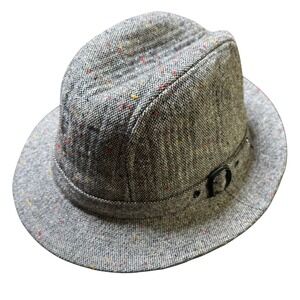 Vintage Tweed Fedora Hat Colorful Speckles Buckle Accent‎ Size Medium
